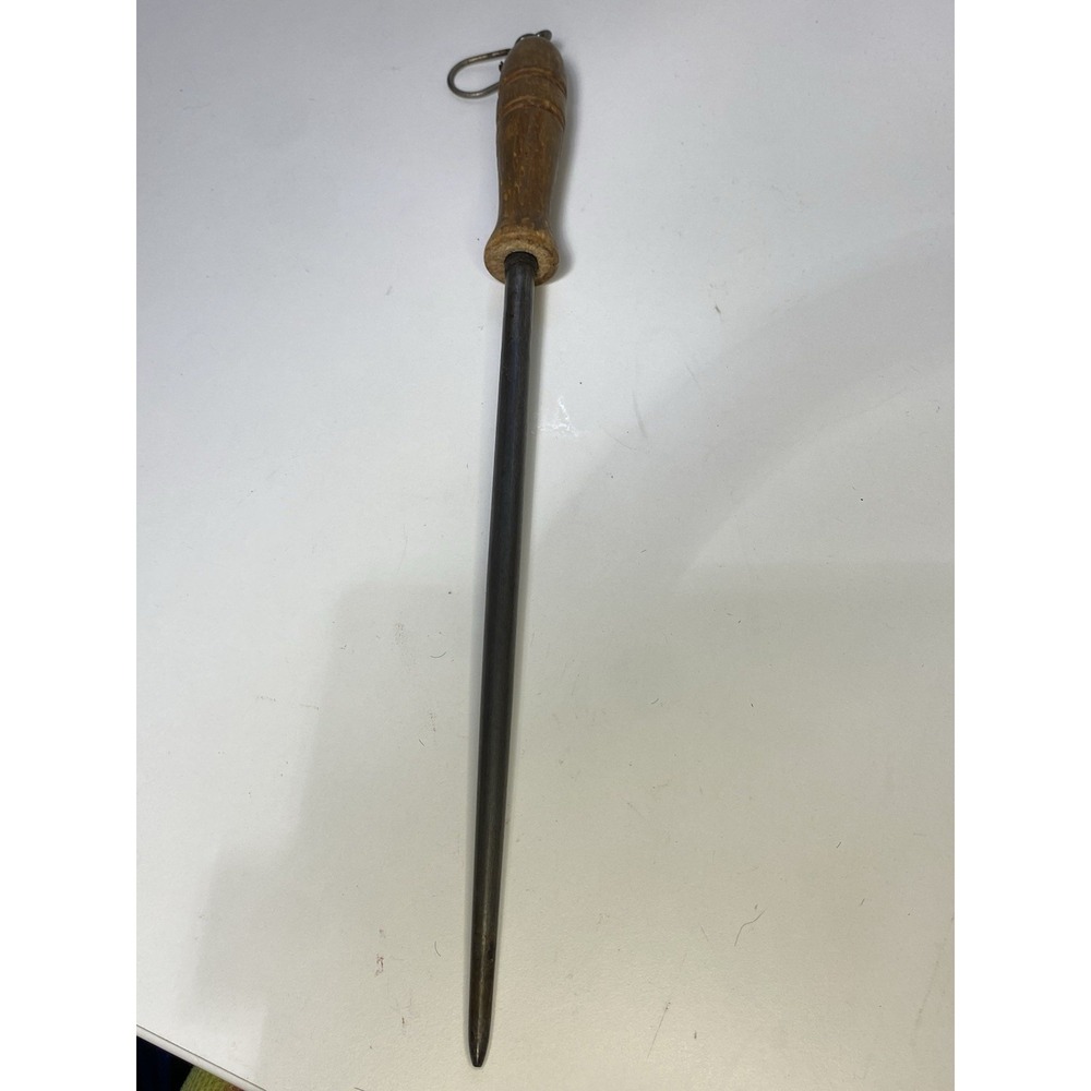 Vintage 18" Knife Sharpener Forged Steel Sheffield England Wooden Handle